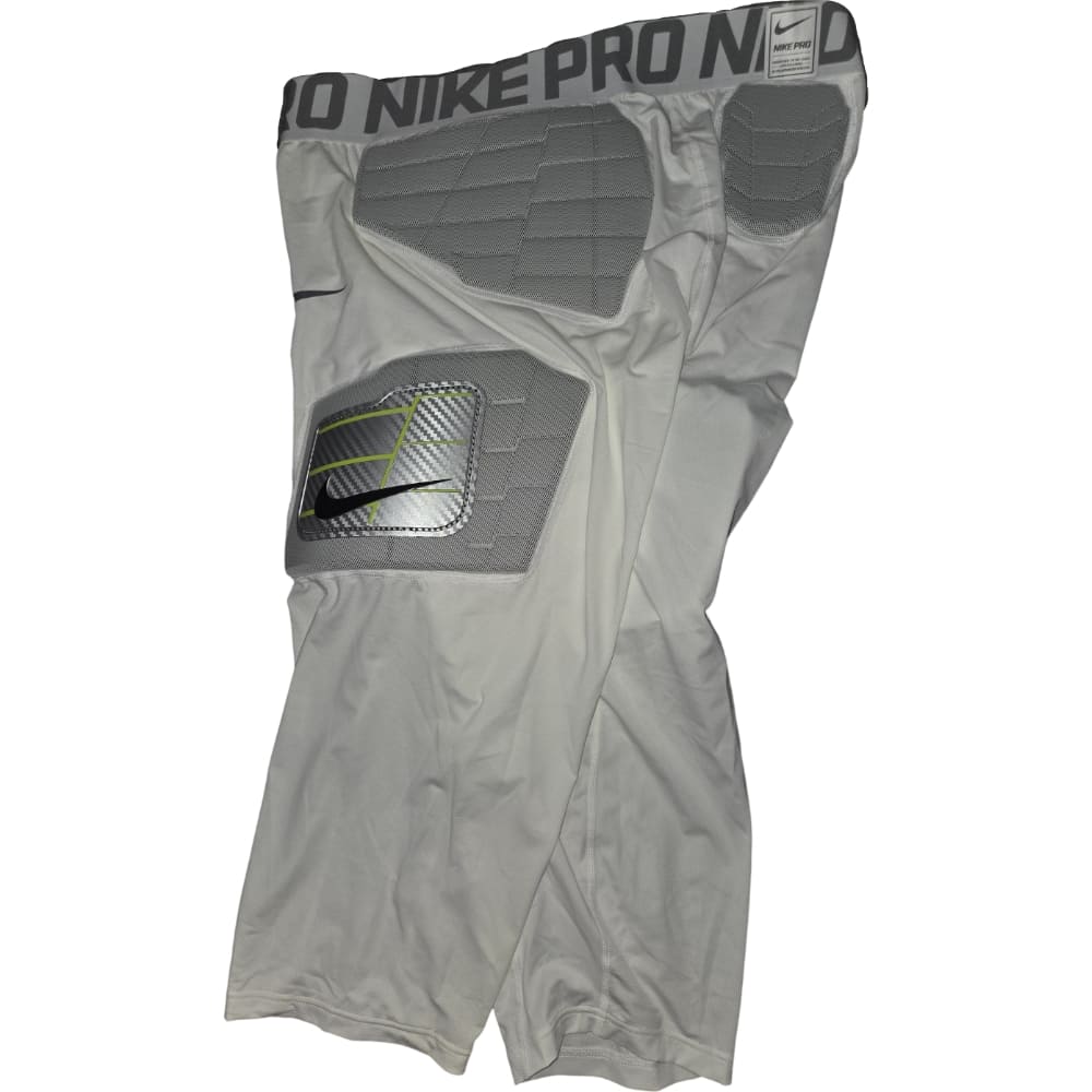 Playmaker Base: American Football Schutz Nike Pro Combat Hyperstrong Padded Compression Pants 5-Pocket Hose Weiß Produktbild
